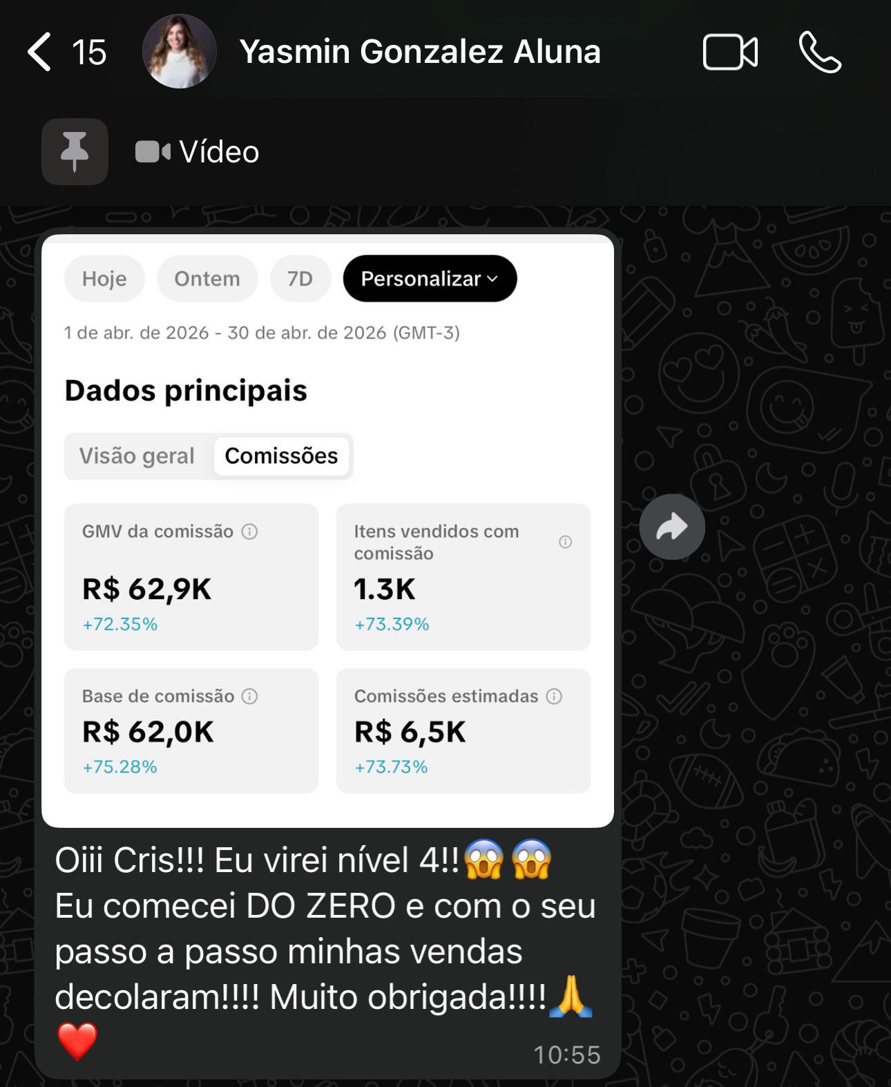 Depoimento aluna 1